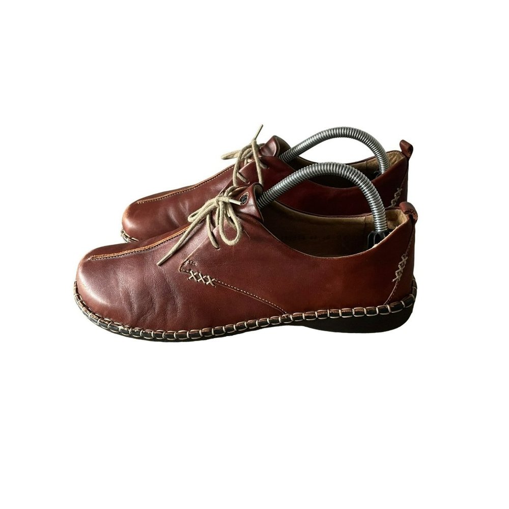 JOSEF SEIBEL WOMENS BROWN LINDSAY LEATHER STICH DETAIL 132835 LACE SIZE 10